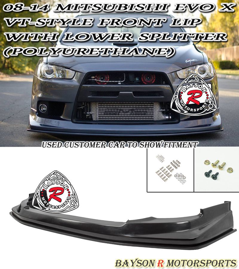 08-15 MITSUBISHI LANCER EVOLUTION X (EVO 10) VT-STYLE FRONT LIP WITH LOWER SPLITTER (POLYURETHANE)