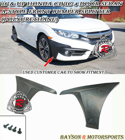 BaysonR A Style Front Splitters - Honda Civic 2Dr / 4Dr