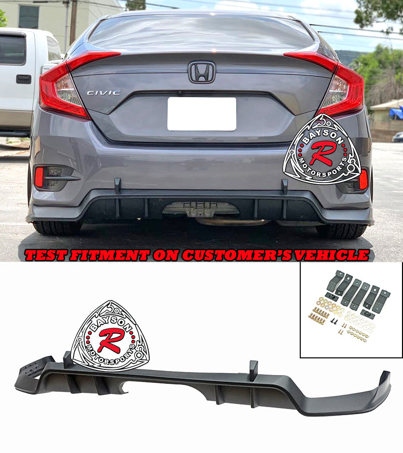 BaysonR TR Style Rear Lip - 2016-2020 Honda Civic 4 Dr LX, EX, SPORT ONLY (Won't fit SI)