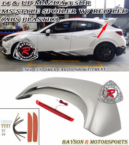 14-18 Mazda 3 5dr Hatch MS-Style Rear Roof Spoiler Wing (ABS Plastic)