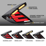 VLAND Full LED Tail Lights Smoked for Honda Civic Hatchback and Type R 2017-UP (Dynamic Welcome Lighting w/ Sequential Turn Signals)