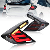 VLAND Full LED Tail Lights Smoked for Honda Civic Hatchback and Type R 2017-UP (Dynamic Welcome Lighting w/ Sequential Turn Signals)