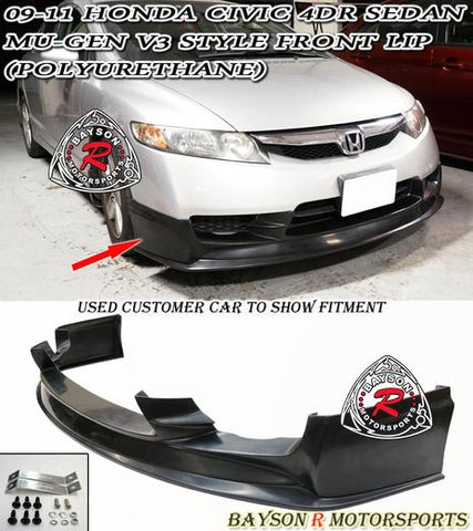 MU3 STYLE FRONT LIP FOR 2009-2011 HONDA CIVIC 4DR