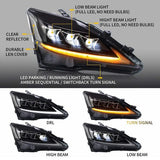 VLAND LED Projector Headlights for Lexus IS250 IS350 2006-2012 IS200d IS F 2008-2014