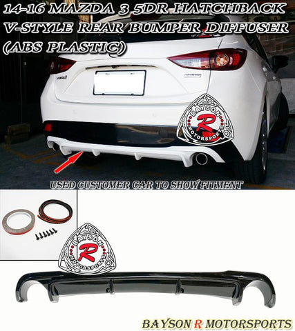 V STYLE REAR DIFFUSER FOR 2014-2016 MAZDA 3 5DR