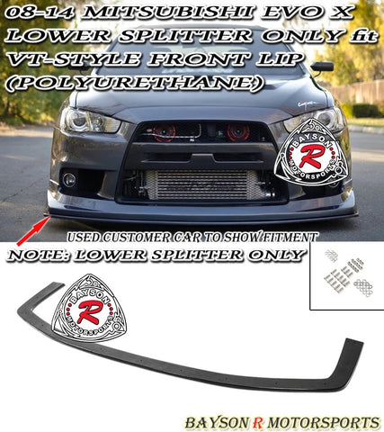 VT STYLE FRONT LIP SPLITTER ONLY FOR 2008-2015 MITSUBISHI EVOLUTION 10