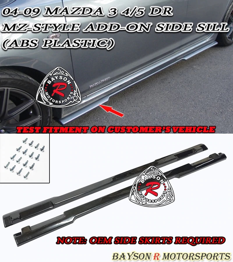 MZ STYLE SIDE SKIRTS FOR 2004-2009 MAZDA 3