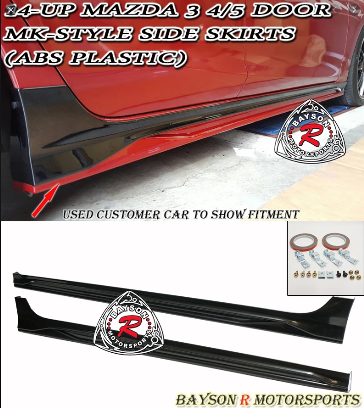14-18 MAZDA 3 4/5DR MK-STYLE SIDE SKIRTS (ABS PLASTIC)