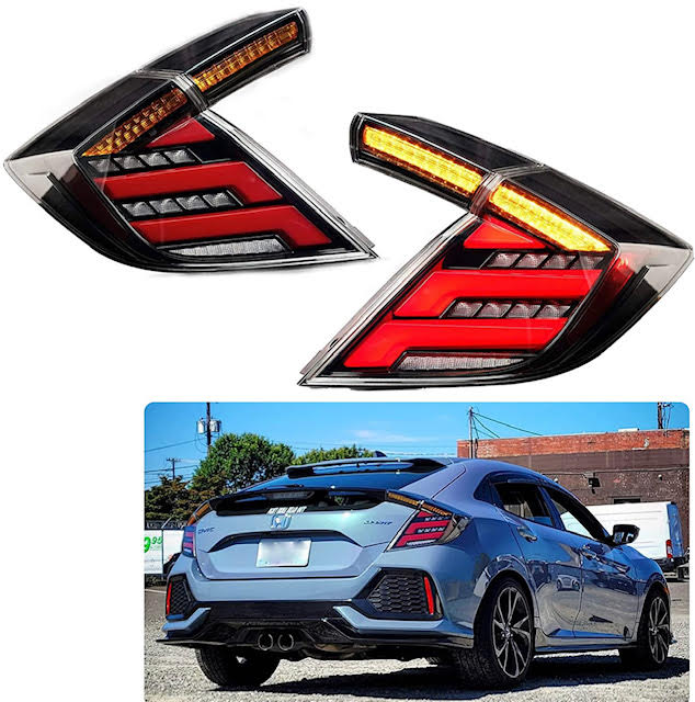 VLAND Full LED Tail Lights Smoked for Honda Civic Hatchback and Type R 2017-UP